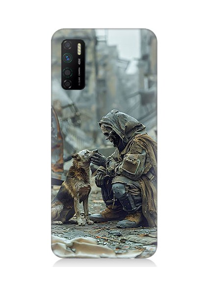 Infinix Note 7 Lite Uyumlu Köpek ve Adam Desenli Silikon Kılıf