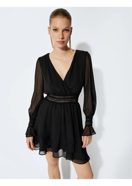 5Wak80001Fw 999 Siyah Kadın Dokuma Elbıse