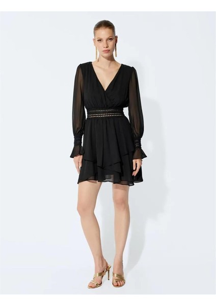 5Wak80001Fw 999 Siyah Kadın Dokuma Elbıse modelleri