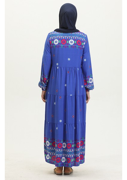 Nakış Desenli Elbise 4089-03 Saks indirimleri