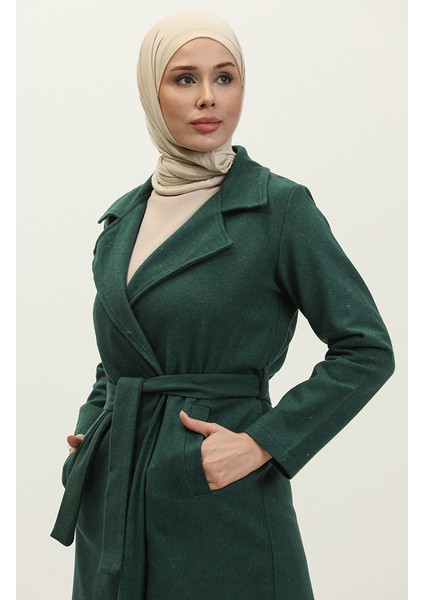 Kruvaze Yaka Kaşe Kap 5503-02 Zümrüt Yeşili