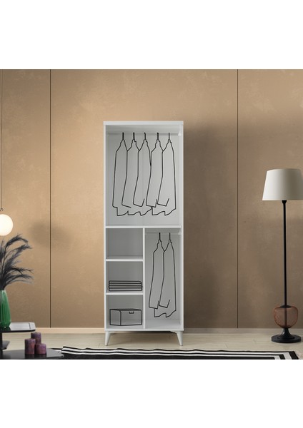 Ücretsiz Montaj - %100 MDF Sport 2 Kapaklı Beyaz Gardırop - MDF Dolap - Elbise Dolabı fırsatları