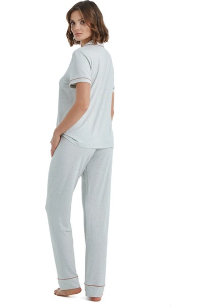 Kısa Kol Gömlek Yaka Kadın Pijama Takım 51356 fiyatları