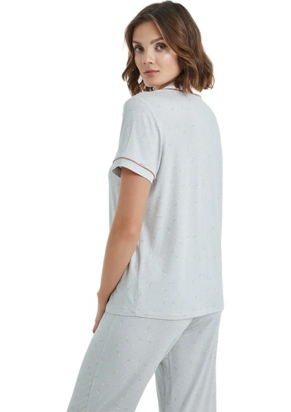 Kısa Kol Gömlek Yaka Kadın Pijama Takım 51356 fırsatları
