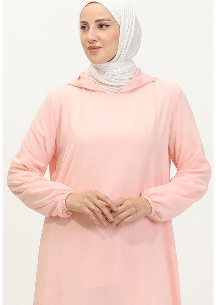 Kapüşonlu Araboy Tunik 1692-04 Pudra