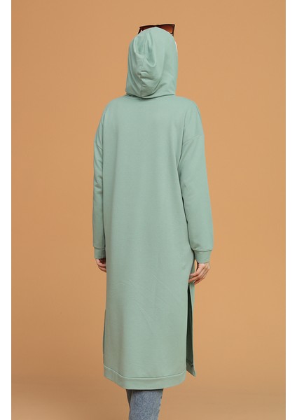 Kapüşonlu Spor Tunik 3007-05 Çağla Yeşili