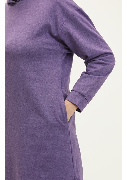 Kapüşonlu Spor Tunik 3007-36 Koyu Lila