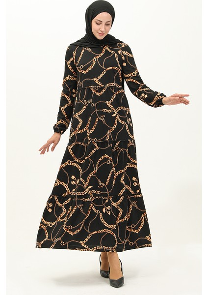 Zincir Desen Elbise 1707-01 Siyah fiyatları