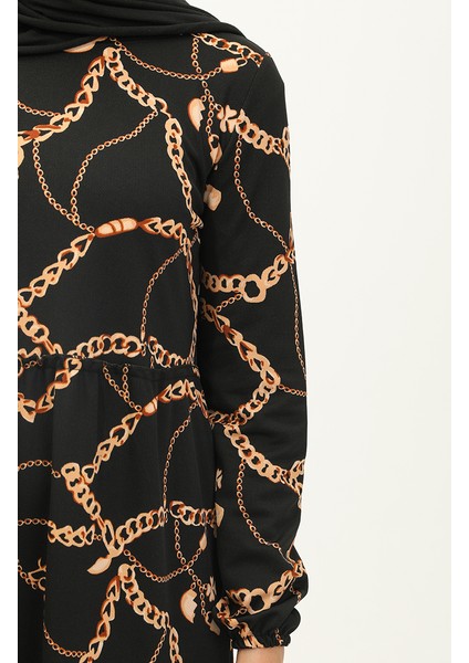 Zincir Desen Elbise 1707-01 Siyah fırsatları