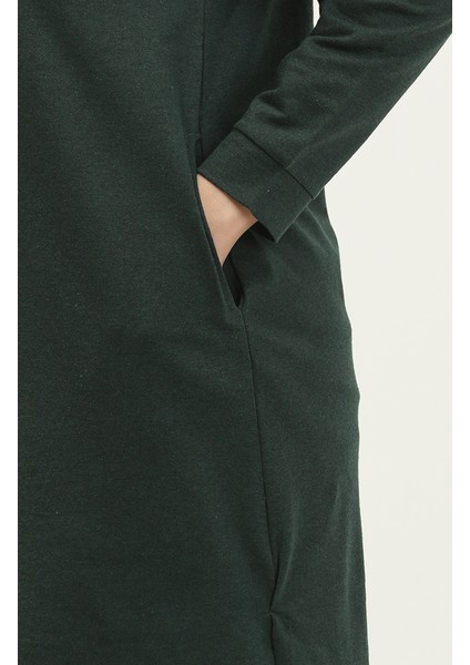 Kapüşonlu Spor Tunik 3007-35 Nefti Yeşil