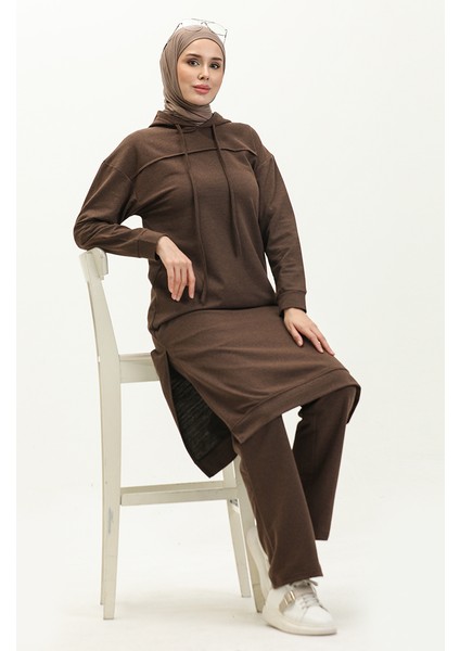 Iki Iplik Eşofman Takım 3034-06 Kahverengi