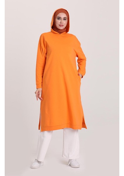 Kapüşonlu Spor Tunik 3007-18 Oranj