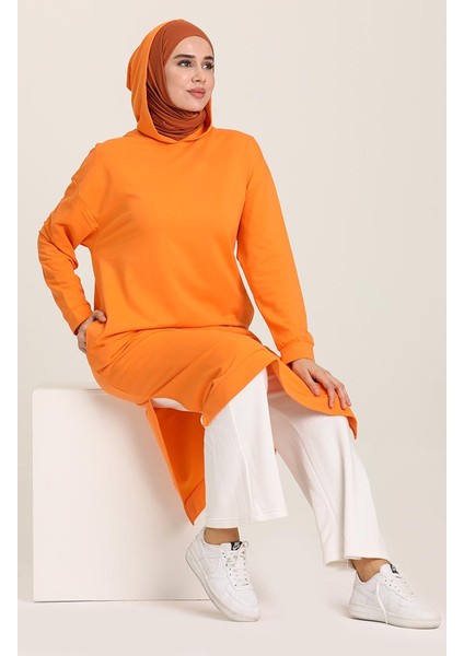 Kapüşonlu Spor Tunik 3007-18 Oranj