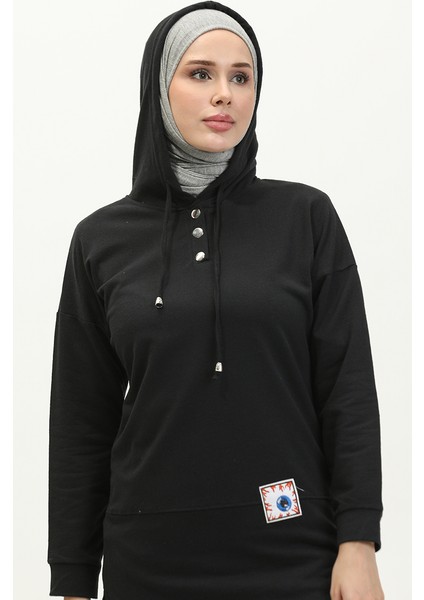 Kapüşonlu Eşofman Takım 3036-03 Siyah