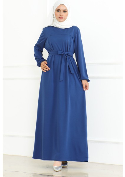 Kuşaklı Spor Elbise 3028-07 Indigo