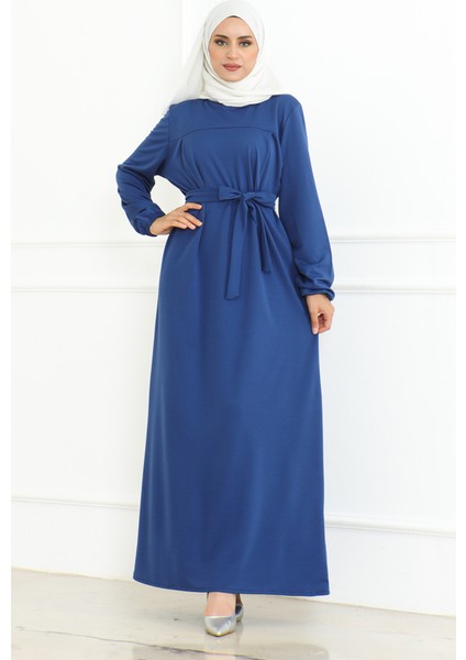 Kuşaklı Spor Elbise 3028-07 Indigo