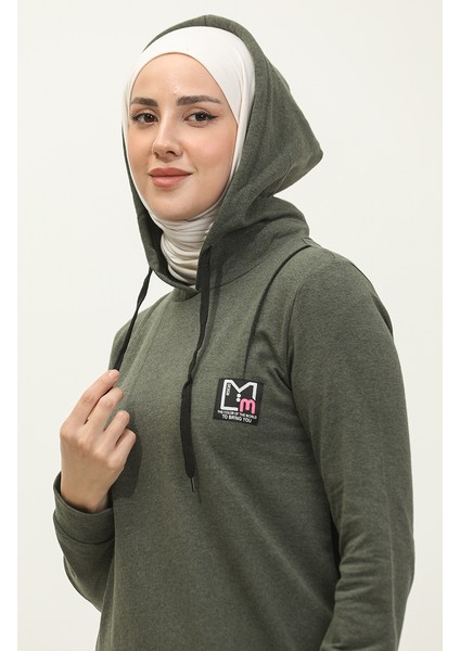 Iki Iplik Kapüşonlu Spor Elbise 3019-03 Haki modelleri