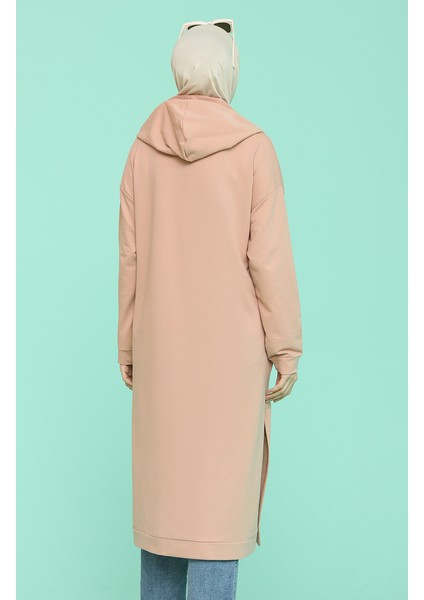 Kapüşonlu Spor Tunik 3007-04 Pudra