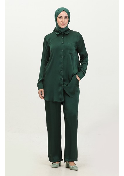 Tunik Pantolon Ikili Takım 11304-06 Zümrüt Yeşili