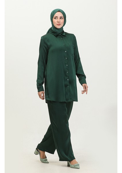 Tunik Pantolon Ikili Takım 11304-06 Zümrüt Yeşili