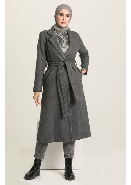 Kuşaklı Kışlık Kaban 612970-02 Gri fiyatları