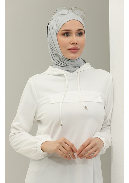 Kapüşonlu Tunik 1008-05 Ekru