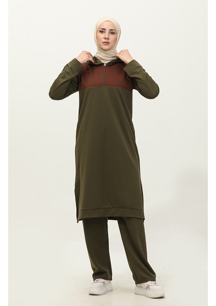 Kapüşonlu Fermuarlı Ikili Takım 3021-02 Haki fiyatları