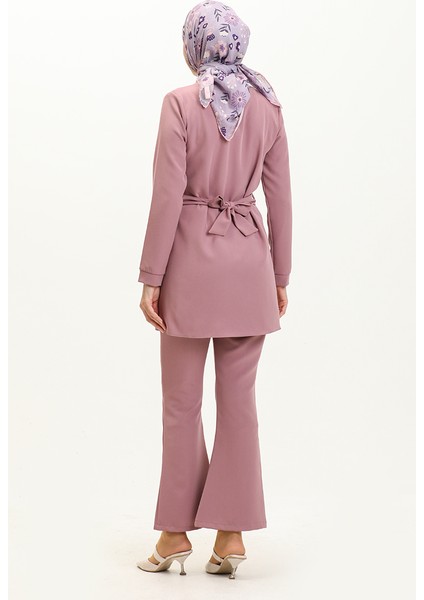 Zincir Kemerli Tunik Pantolon Ikili Takım 70007-03 Koyu Lila indirimleri