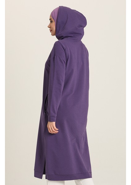 Kapüşonlu Spor Tunik 3007-15 Mor