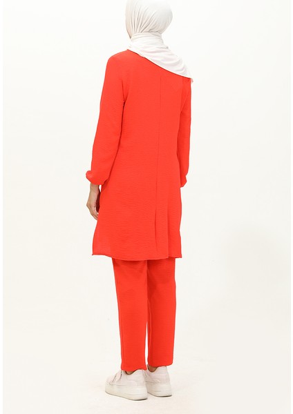 Aerobin Kumaş Garnili Tunik Pantolon Ikili Takım 1003-04 Oranj indirimleri