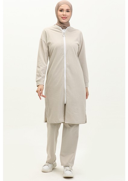 Fermuarlı Eşofman Takım 3044-07 Bej