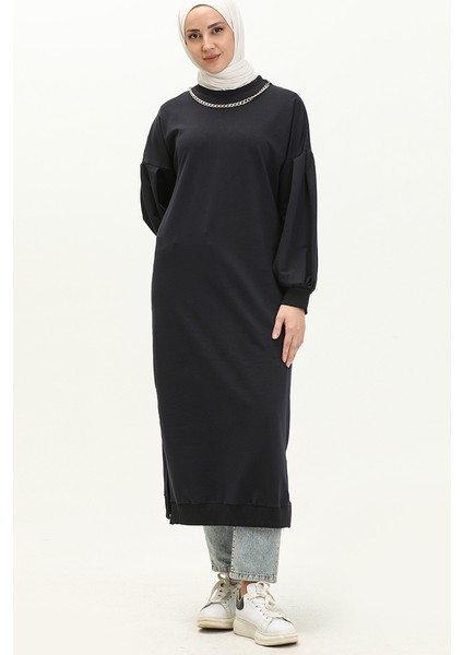 Kolyeli Uzun Spor Tunik 70020-02 Lacivert