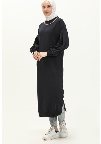 Kolyeli Uzun Spor Tunik 70020-02 Lacivert