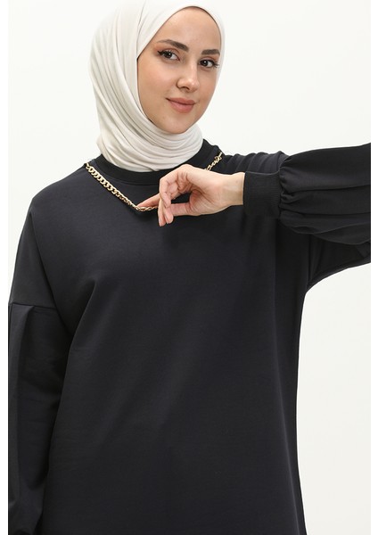Kolyeli Uzun Spor Tunik 70020-02 Lacivert