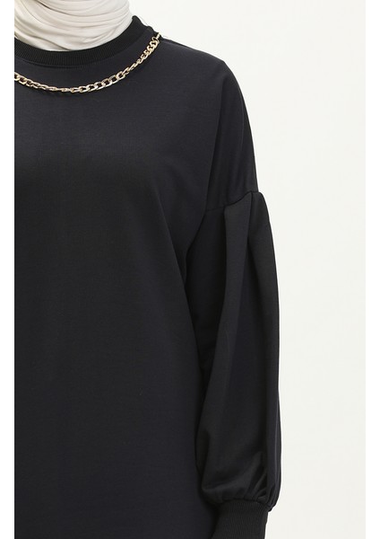 Kolyeli Uzun Spor Tunik 70020-02 Lacivert