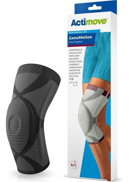Actimove Genumotion Örgü Yüksek Kalite Diz Desteği Charcoal