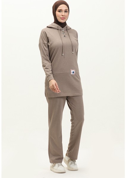 Kapüşonlu Eşofman Takım 3036-13 Vizon fiyatları