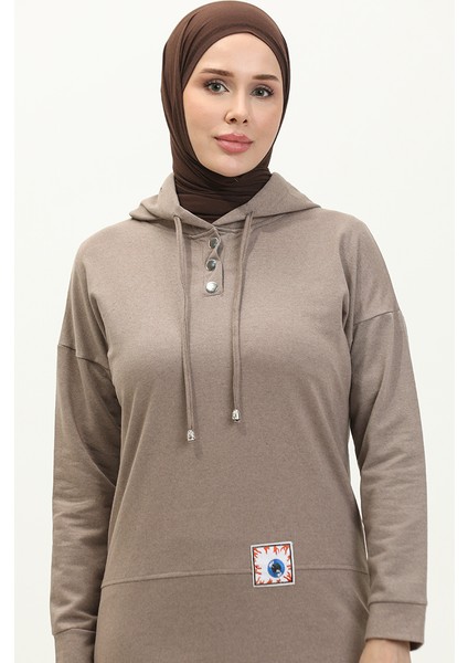 Kapüşonlu Eşofman Takım 3036-13 Vizon modelleri