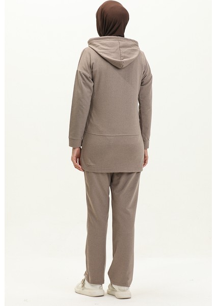 Kapüşonlu Eşofman Takım 3036-13 Vizon indirimleri