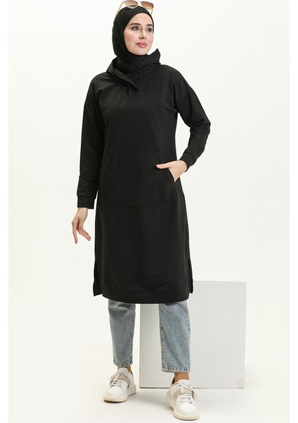 Kanguru Cepli Spor Tunik 3032-01 Siyah