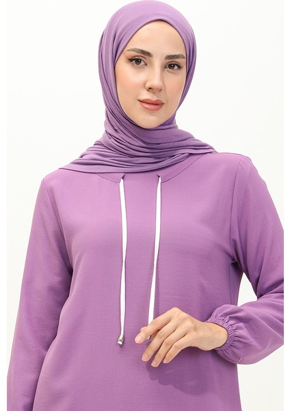 Aerobin Kumaş Garnili Tunik Pantolon Ikili Takım 1003-06 Lila modelleri