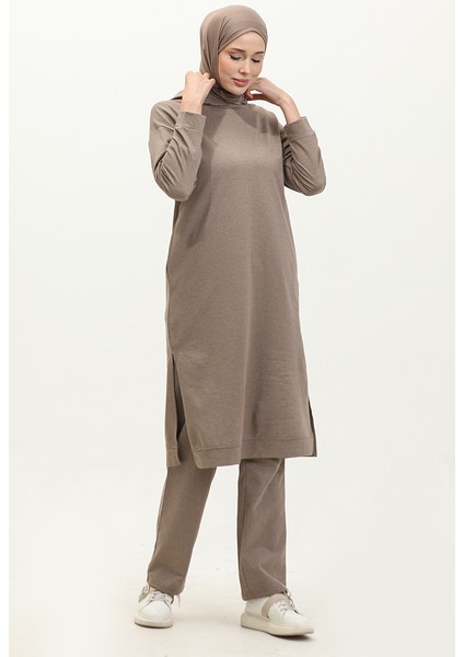 Kapüşonlu Spor Tunik 3007-33 Vizon fiyatları