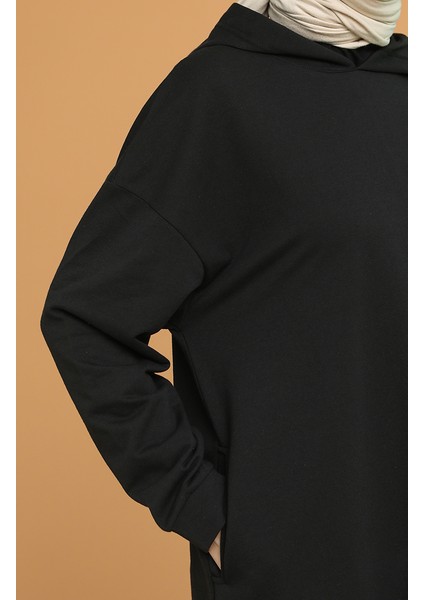 Kapüşonlu Spor Tunik 3007-01 Siyah