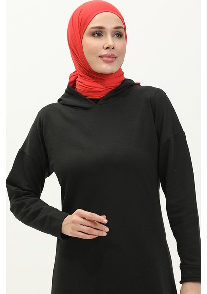 Kapüşonlu Elbise 3012-01 Siyah modelleri