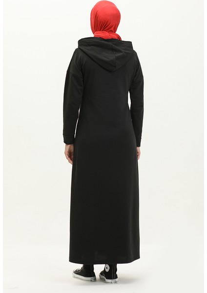 Kapüşonlu Elbise 3012-01 Siyah indirimleri
