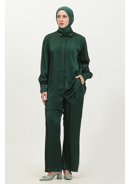 Tunik Pantolon Ikili Takım 11301-05 Zümrüt Yeşili
