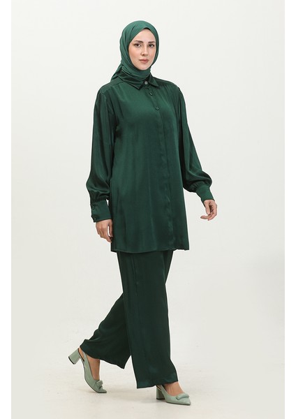 Tunik Pantolon Ikili Takım 11301-05 Zümrüt Yeşili