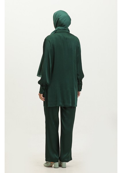 Tunik Pantolon Ikili Takım 11301-05 Zümrüt Yeşili