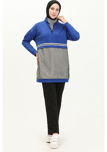 Fileli Eşofman Takım 71008-04 Saks