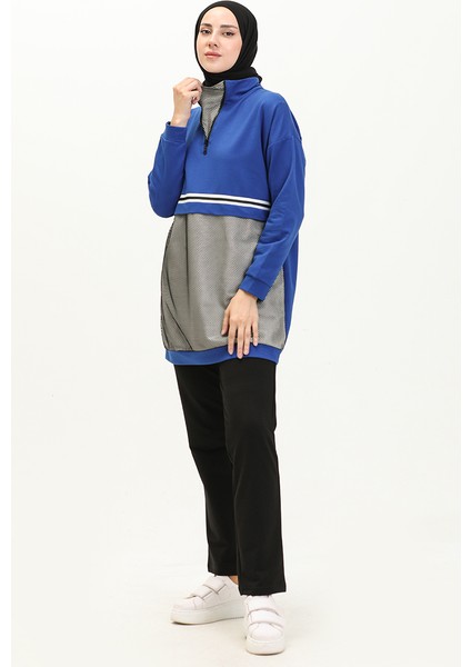 Fileli Eşofman Takım 71008-04 Saks